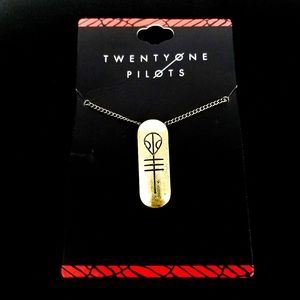 21 Pilots Antiqued Gold Tone Alien Logo Necklace